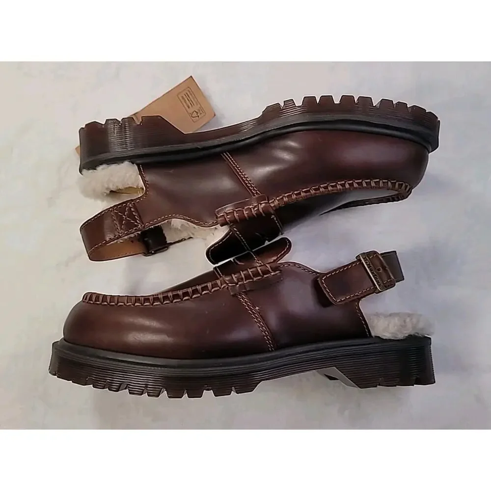 Dr Martens Slingback Chunky Loafers Brown M9 L10 Campus School College Preppy